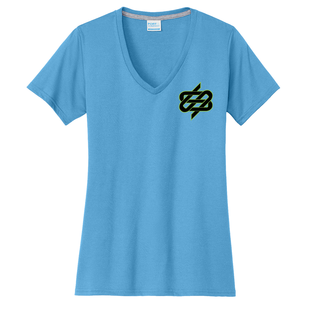 Sample Port & Co™ Women's Performance Blend V-Neck Tee